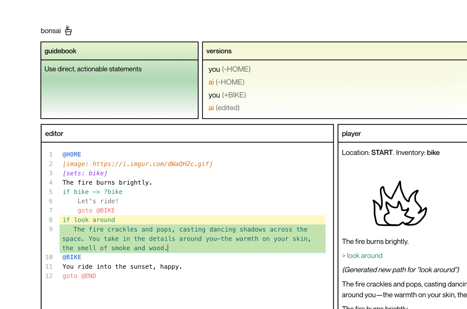 Bonsai: Designing for Cultivation in AI Interactive Digital Narratives