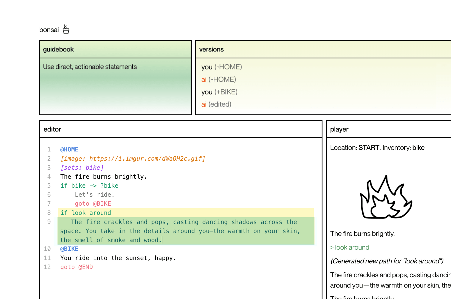 Bonsai: Designing for Cultivation in AI Interactive Digital Narratives